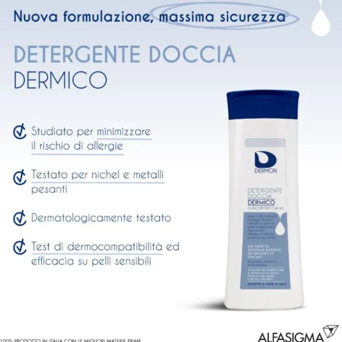 Dermon Detergente Doccia Dermico Per Infezioni Microbiche 250 Ml Detersione Pelle Normale