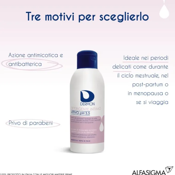 Dermon Intimo Attivo Ph 3.5 Azione Preventiva 250 Ml Igiene Quotidiana