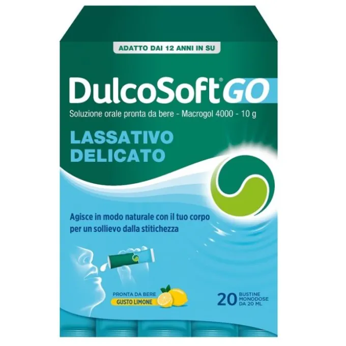 Dulcosoft Go 20 Bustine Da 20 Ml Gusto Limone Senza Zuccherosenza Glutine Senza Lattosio