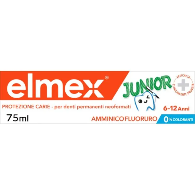 Elmex Junior Dentifricio Bambini 6-12 Anni Protezione Carie 75 Ml Bimbi