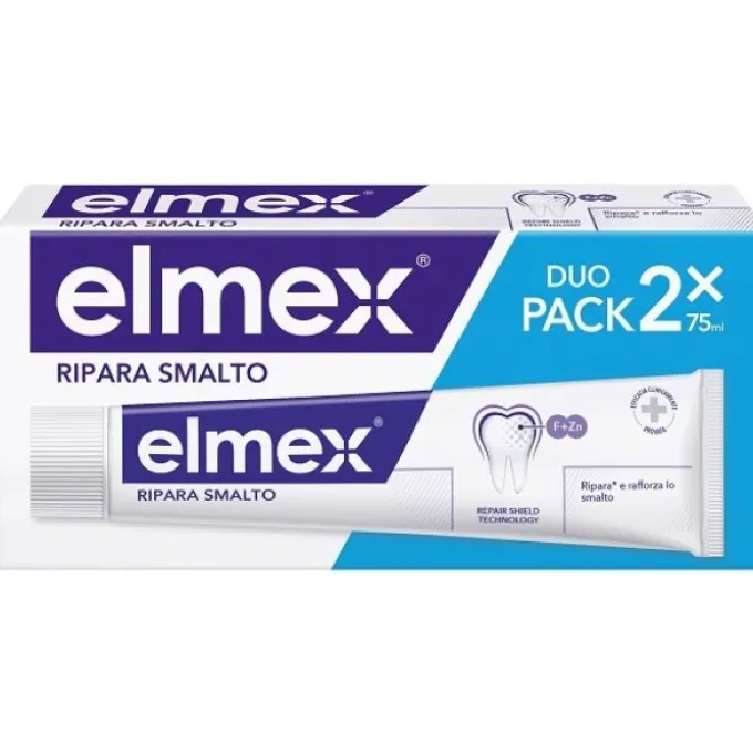 Elmex Ripara Smalto Dentifricio Confezione Doppia 2X75Ml - Dentifricio Al Fluoro Per La Cura 2 Pezzi