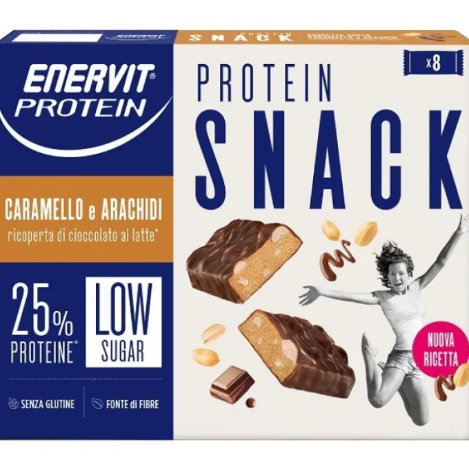 ENERVIT PROTEIN SNACK CARAMELLO E ARACHIDI 8 PEZZI DA 31 G - INTEGRATORE ALIMENTARE