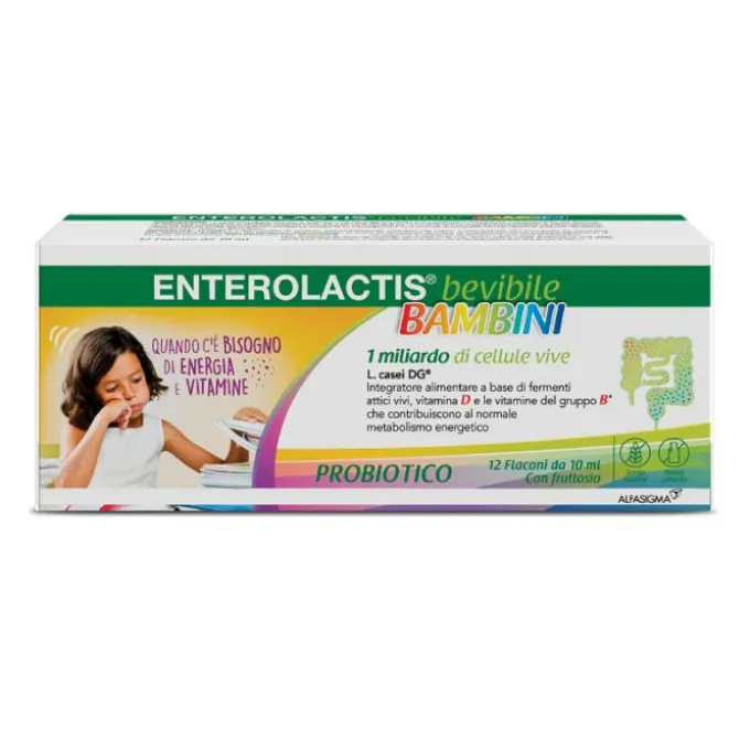 Enterolactis Bevibile Bambini 12 Flaconcini X 10 Ml Fermenti Lattici Bimbi