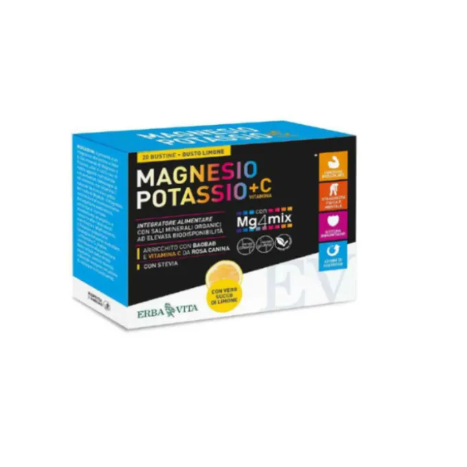 Erba Vita Magnesio E Potassio+Vitamina C Gusto Limone 20 Bustine