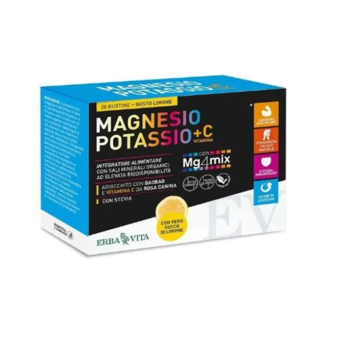 Erba Vita Magnesio E Potassio+Vitamina C Gusto Limone 20 Bustine