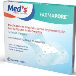 Farmac-Zabban Med's Medicazione Adesiva Sterile Trasparente Impermeabile 5 M X 7 Cm 5 Pezzi