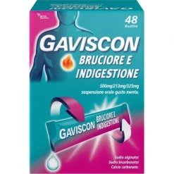 Gaviscon Bruciore E Indigestione 48 Bust 500 Mg + 213 Mg + 325 Mg Gusto Menta
