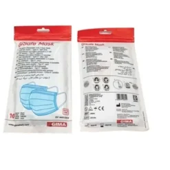 Gisafe Mascherina Chirurgica Filtrante 98% 3 Veli Tipo Iir Con Elastici - Adulti - Azzurra - Flowpack (Conf. 10 Pz.)