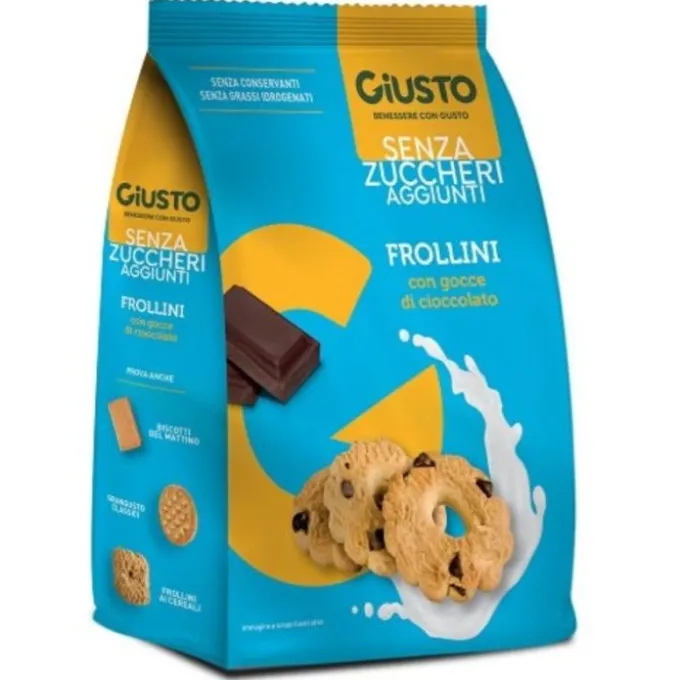 Giusto Senza Zucchero Frollini Gocce Cioccolato Senza Zucchero 350 G Alimenti Senza Zucchero