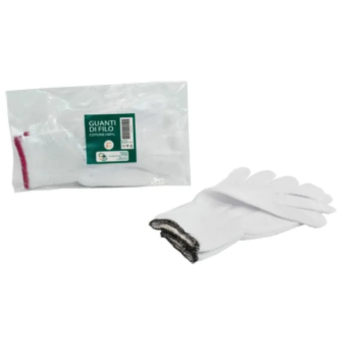 Guanto Di Filo Cotone 100% Bianco Per Allergie Dermatologiche 8,5 1 Paio