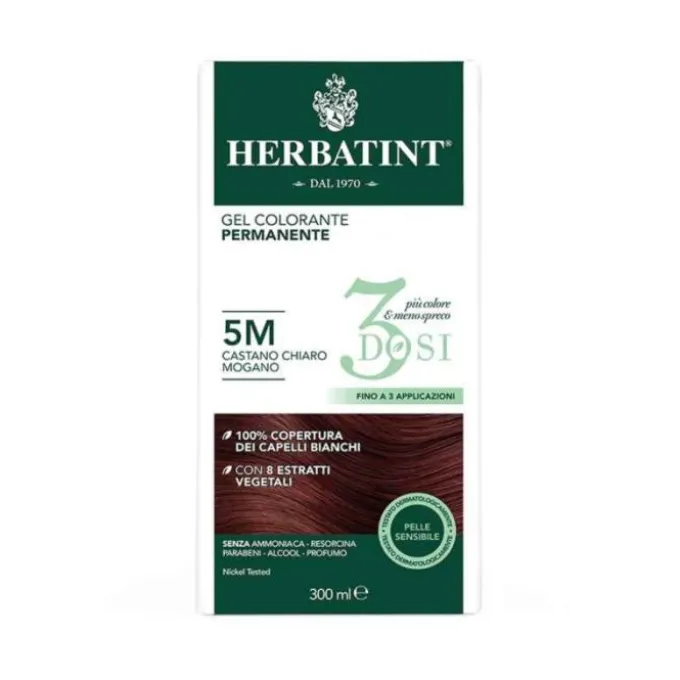 Herbatint Tintura Capelli Gel Permanente 3Dosi 5M Castano Chiaro Mogano 300 Ml