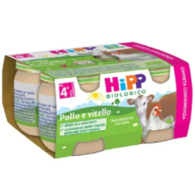 Hipp Bio Omogeneizzato Pollo E Vitello 4 Pezzi Da 80 G