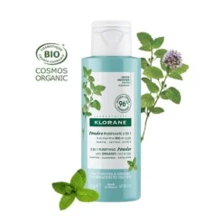 Klorane Polvere Purificante 3 In 1 Alla Menta Bio E All'argilla Flacone 50 Gr