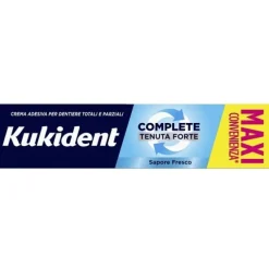 KUKIDENT COMPLETE FRESCO CREMA ADESIVA PER DENTIERE 70G - TENUTA FORTE PER PROTESI TOTALI E PARZIALI, SAPORE FRESCO ALLA MENTA