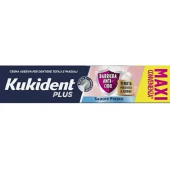KUKIDENT PLUS BARRIERA ANTI-CIBO CREMA ADESIVA PER DENTIERE GUSTO NEUTRO 57G - TENUTA FORTE E BARRIERA CONTRO LE PARTICELLE DI CIBO PER DENTIERE TOTALI E PARZIALI