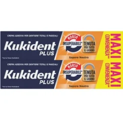 KUKIDENT PLUS MORSO INSUPERABILE CREMA ADESIVA PER DENTIERE TOTALI E PARZIALI BIPACCO 2 X 57 G