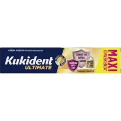 KUKIDENT ULTIMATE NEUTRO CREMA ADESIVA PER DENTIERE 57 G - TENUTA SUPERIORE PER DENTIERE TOTALI E PARZIALI, GUSTO NEUTRO