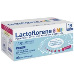 LACTOFLORENE BIMBI 18 FLACONCINI 10ML - INTEGRATORE DI FERMENTI LATTICI PROBIOTICI PER BAMBINI CON ZINCO E VITAMINE DEL GRUPPO B, GUSTO FRAGOLA