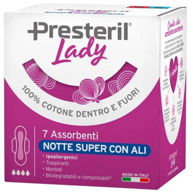 LADY PRESTERIL ASSORBENTI NOTTE SUPER CON ALI 7 PEZZI
