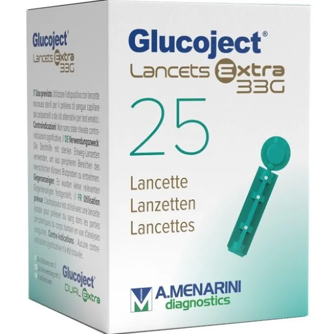 LANCETTA PUNGIDITO GLUCOJET EXTRA GAUGE 33 25 PEZZI - DISPOSITIVO MEDICO CLASSE IIA