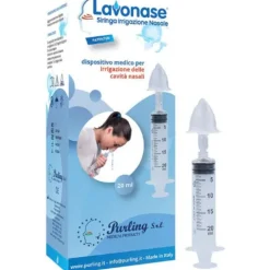 Lavonase Irrigazione Nasale Non Sterile Siringa 20 Ml + Luer-Lock Con Cappuccio + Ugello Nasale Con Raccordo Luer-Lock +Perforatore Con Valvola Non Ritorno Con Tappo
