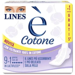 Lines E' Cotone Ali Assorbente Esterno 9 + 1 Pezzi Assorbenti Giorno