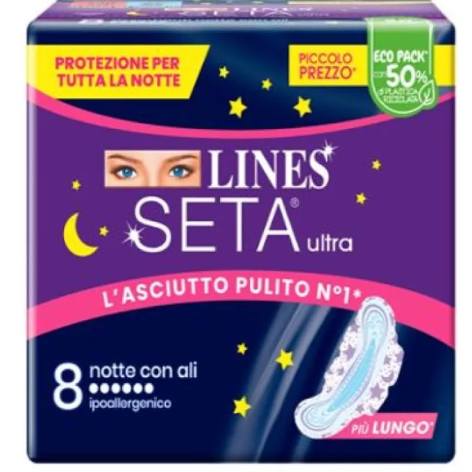 Lines Seta Ultra Notte X8 Downcount 8 Pezzi Assorbenti Notte