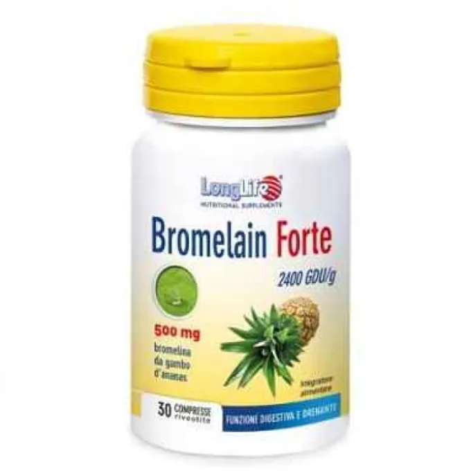 Longlife Bromelain Forte 500 Mg Integratore 30 Compresse Acidita'