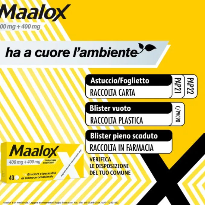 Maalox 40Cpr Mast 400Mg+400Mg