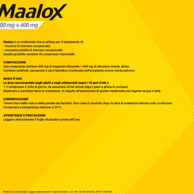 Maalox 40Cpr Mast 400Mg+400Mg
