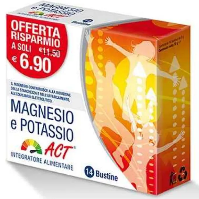 Magnesio Potassio Act Integratore 14 Bustine Spossatezza