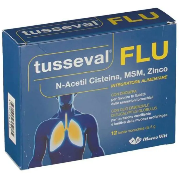 Marco Viti Tusseval Flu Integratore Fluidificante 12 Bustine Tosse Secca Buste