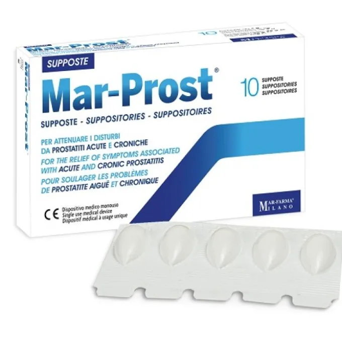 Mar-Prost Supposte Per Benessere Prostatico E Vie Urinarie - Integratore Alimentare 10 Pezzi