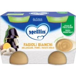 Mellin Omogeneizzato Fagioli Bianchi E Melanzane 2 Pezzi Da130 G Verdure