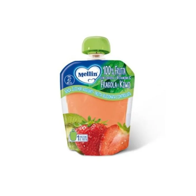 Mellin Pouches 100% Fragola Kiwi 90G Merende E Snack