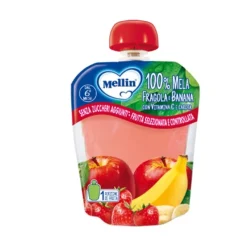 Mellin Pouches 100% Mela Fragola Banana 90G Merende E Snack