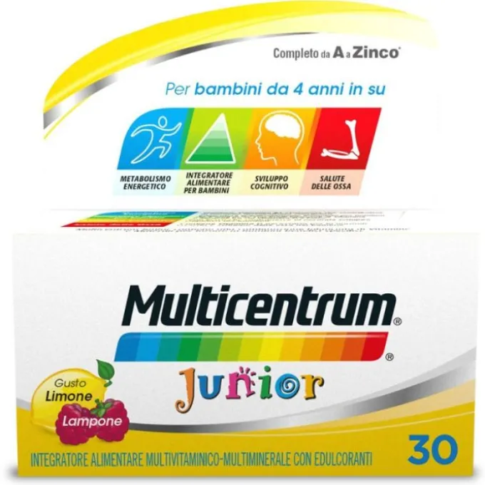 Multicentrum Junior Integratore Alimentare Vitamine Bambini Vitamina D Vitamina C Ferro 30 Compresse