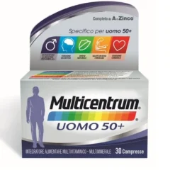 Multicentrum Uomo 50+ Integratore Alimentare Multivitaminico Multiminerale Vitamina C B6 Zinco 30 Compresse