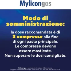 Mylicongas Aerofagia 50 Compresse Per Flatulenza Meteorismo Gonfiore Addominale