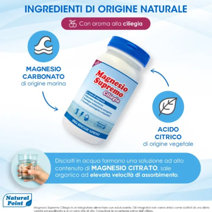 Natural Point Magnesio Supremo Integratore Gusto Ciliegia 150 G Stress