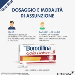 Neoborocillina Neoboro Gola Dolore 16 Pastiglie Gusto Limone E Miele Senza Zucchero