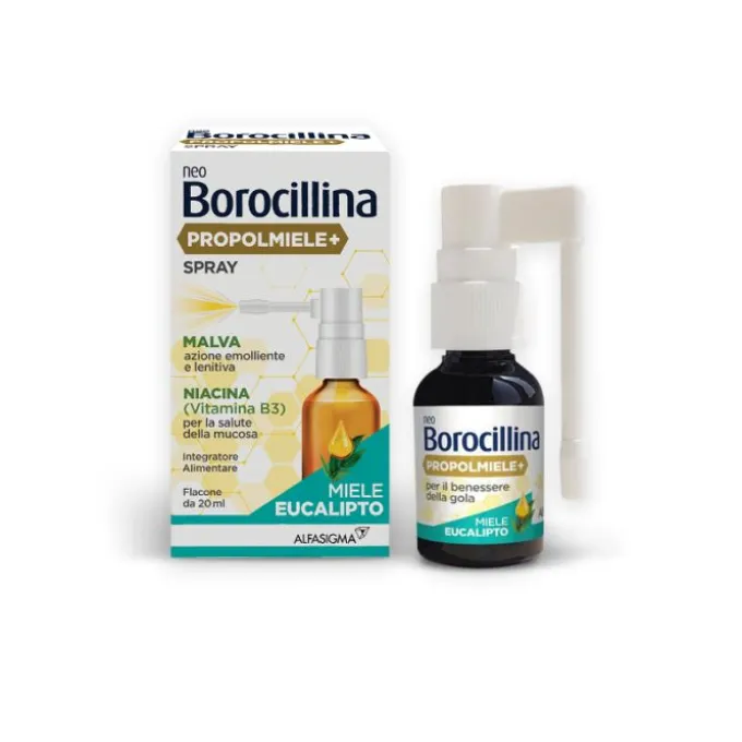 Neoborocillina Propolmiele+ Spray Miele Eucalipto 20 Ml Disinfettanti Bocca E Gola Spray
