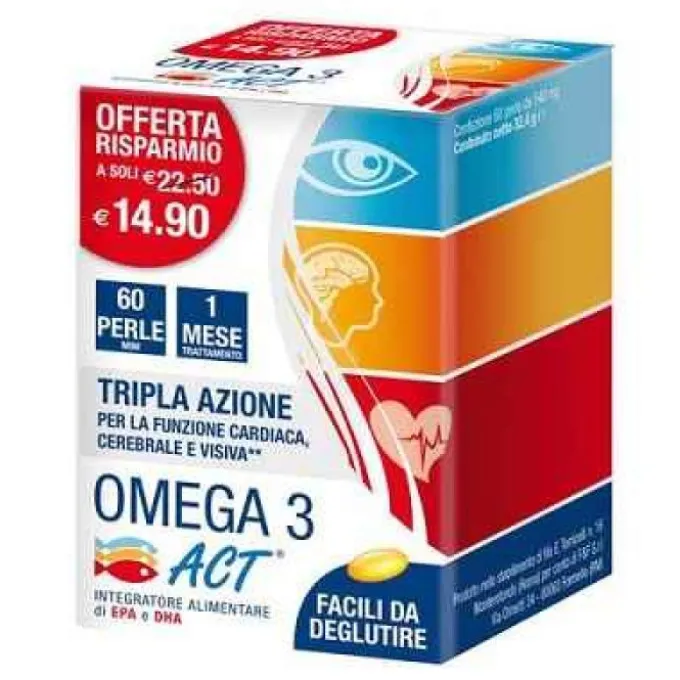 Omega 3 Act Integratore 60 Perle Salute Del Cuore
