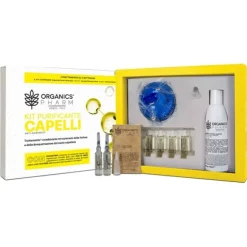 Organics Pharm Kit Purificante Capelli Anti Dandroff 1 Shampoo 150 Ml + 6 Fiale Da 6 Ml + Spazzolina Massaggio