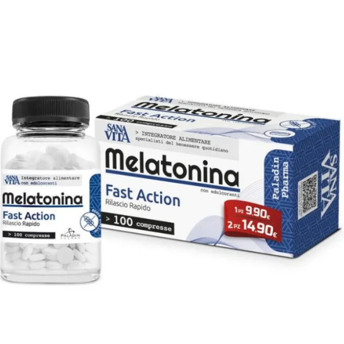 Paladin Pharma Spa Sanavita Melatonina Fast Action 100 Compresse Sonno