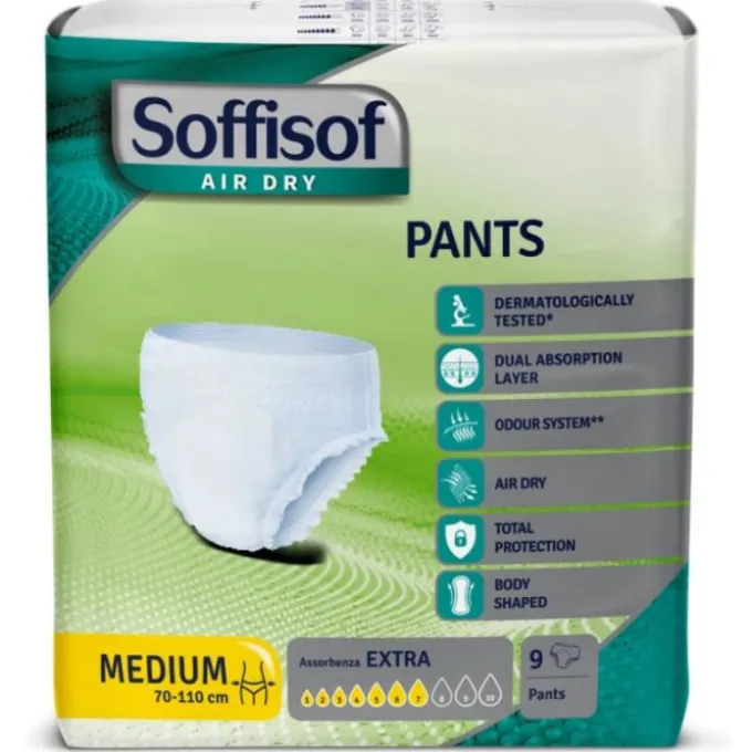 Pannolone Per Incontinenza Soffisof Air Dry Pants Extra Medium 9 Pezzi Pannoloni Per Adulti