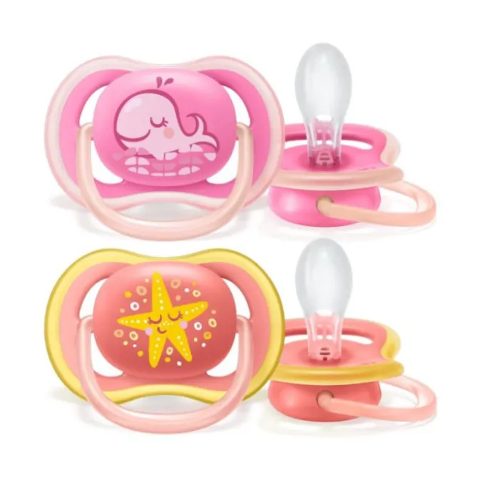 Philips Spa Avent Ultra Air Succhietto Balena/Stella Femmina 6-18 Mesi 2Pezzi
