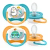 Philips Spa "Ultra Air Animals Philips Avent 0-6M 2 Succhietti Fantasia Azzurro "