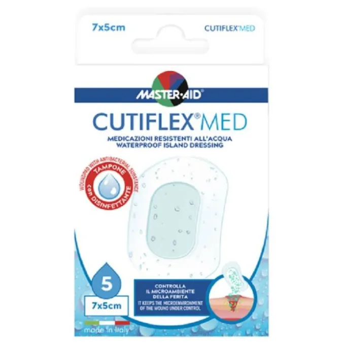 Pietrasanta Cutiflex Acqua Stop Medicazione In Poliuretano Elastica E Trasparente 7X5 Cm 5 Pezzi