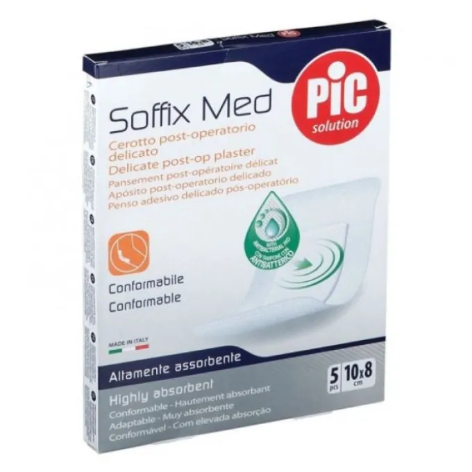 Pikdare Pic Soffix Med Cerotto Post Operatorio Delicato 5X7 Cm 5 Pezzi Cerotti Post Operatori Classi